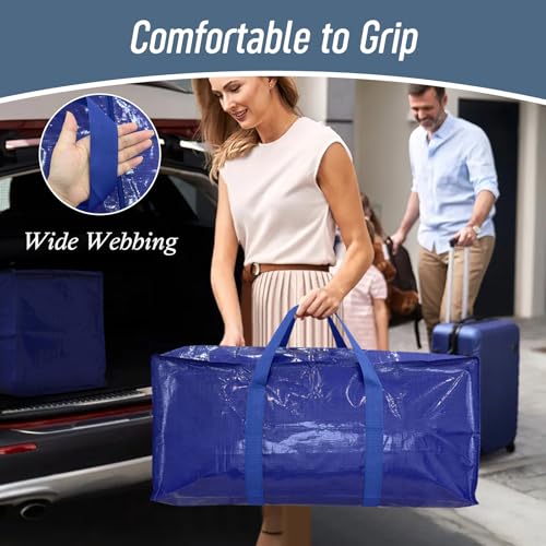 12 Pack Extra Heavy Duty Large Moving Bags with Strong Zipper, Blue - color: Blue, size: 12 Pack