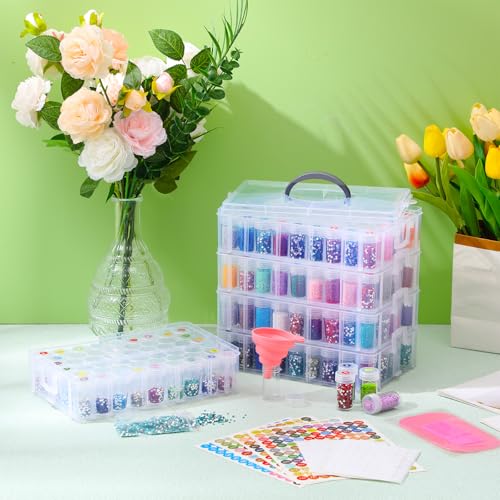 Willinglong 5 Tier Diamond Painting Storage Containers with 260 Grids, Pink - color: Pink, size: 5 Tie