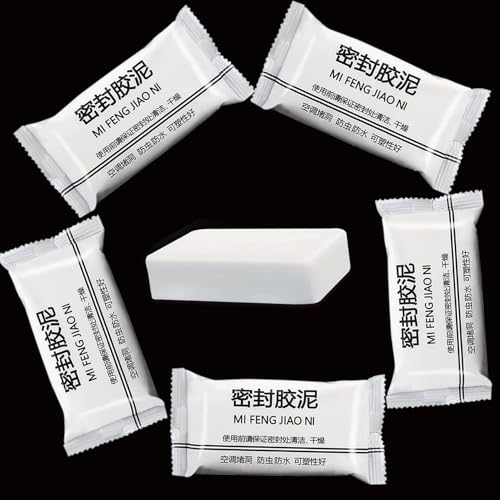 5-Pack White Seal Putty Waterproof Duct Seal Repair Sealing Clay, Quick Mending Mud for Drain Connection,Air Conditioning Hole, Wall Hole