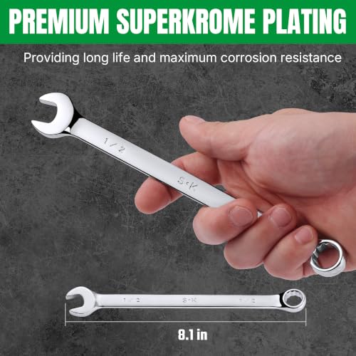 SK 1/2” Combination Wrench, SAE, Premium CR-V Steel - size: 1/2"