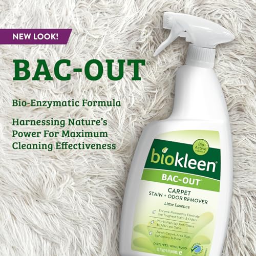 Biokleen Bac-Out Enzyme Cleaner Spray and Stain & Odor Remover for Pet Stains, Laundry, Diapers, Wine, Carpets, & More, Eco-Friendly, Non-Toxic, Lime Scent, 32 Ounces - size: 32 Fl Oz (Pack of 1)
