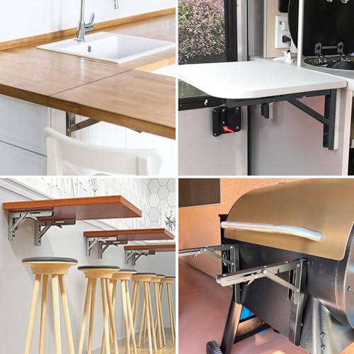 LEOPO 20 Inch Folding Shelf Brackets, 2 Pack Foldable Shelf Supports - color: Silver-Stainless Steel, size: 20 Inch