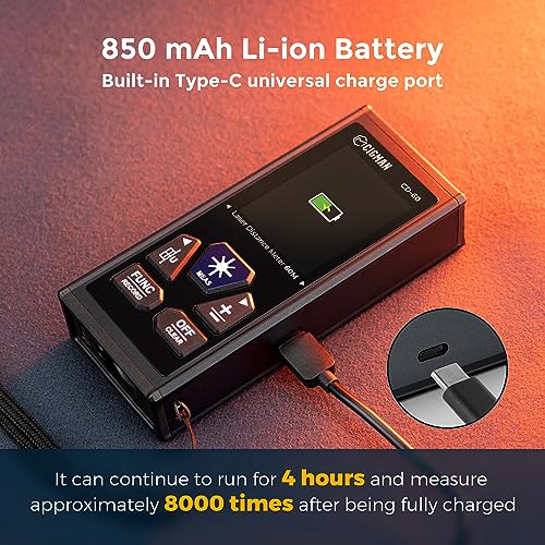 CIGMAN Dual Laser Distance Meter 393ft/120M Bilateral Laser Measurement Tool Rechargeable Laser Measure with M/in/Ft Multiple Units Multifunctional Laser Measure(Laser Level is Class II,Output<1mW) - color: CD-60 1