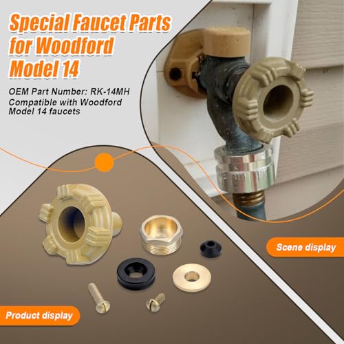 RK-14MH Outdoor Faucet Repair Kit for Woodford Model 14 Outside Faucets Parts Include Wheel Metal Handle Screws Packing Nut Washer Valve Seat Rubber, 7PCS Set - style: RK-14MH