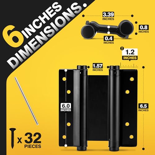 KOLET 6 Inches Double Action Door Hinges, Matte Black, 4 Pack - color: Matte Black, size: 6 Inch
