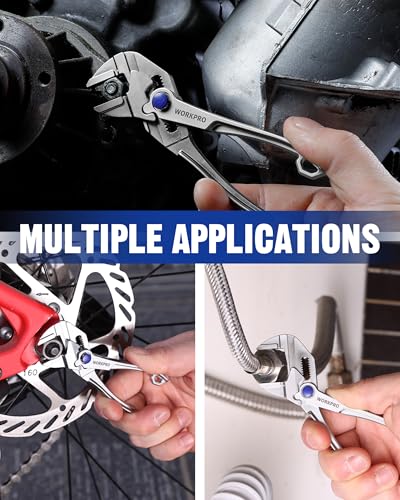 WORKPRO Mini Pliers Wrench, 4-Inch Wrench Pliers with Smooth Parallel Jaws - color: Silver