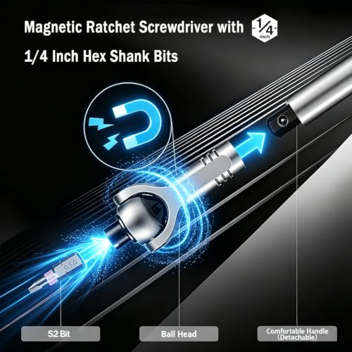 40-in-1 Magnetic Ratcheting Screwdriver Set with 180° Rotating