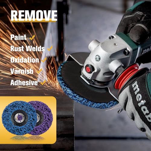 10 Pack Strip Disc Wheels Angle Grinder Paint Removal 4" x 5/8" Purple Blue - style: 4'' x 5/8''-Purple+Blue
