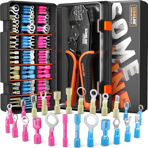 SOMELINE Crimping Tool Kit, 22-10 AWG, 24 Types Heat Shrink Wire Connectors
