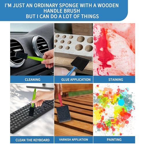 24Pcs Foam Paint Brushes, Sponge Brushes for Painting, (1", 2" and 3") - color: Colorful