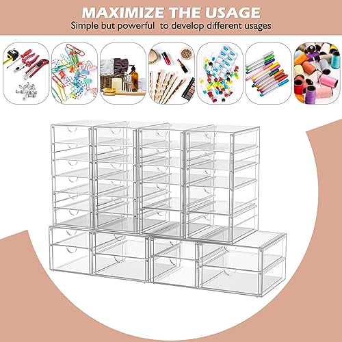 caktraie 4-Pack 22-Drawer Acrylic Storage & Makeup Organizer for Desk - size: 22 Drawers