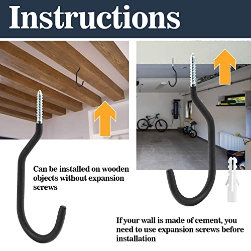 MAQIHAN 10 Garage Hooks Heavy Duty Bike Racks Wall Ceiling Hanging Storage