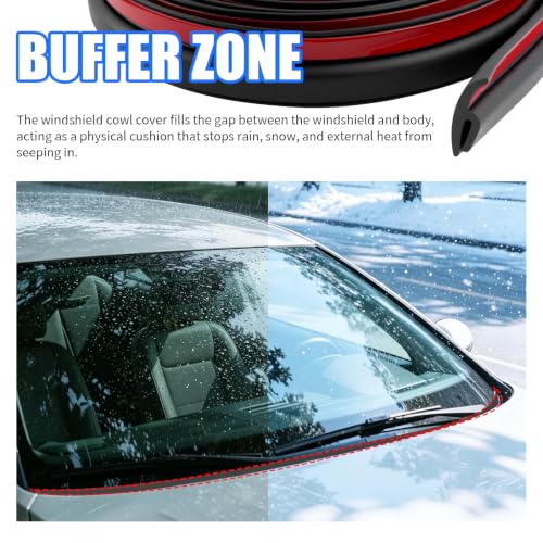 1.7M/5.6Ft Car Windshield Cowl Seal Strip,Cuttable Car Self-Adhesive Windshield Weather Stripping with H-Shape Design,Universal Rear Front Windshields Wiper Cowl Cars Accessories