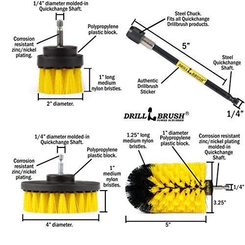 Bathroom Cleaning Brush Set - Cleaning Tools for Drill - Shower Scrubber - color: All Purpose Medium-yellow