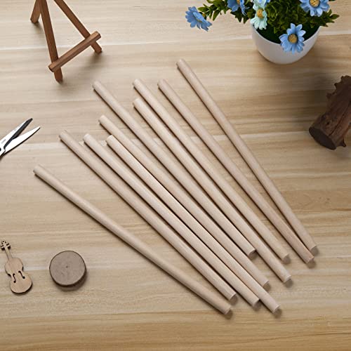 1/2 x 15 Wooden Dowels Wooden Sticks for Crafts, 10 PCS Macrame Wood Dowel Rods, Unfinished Hard Wood Sticks for Crafting, Arts and DIYers, Tiered Cake Support and Wedding Ribbon Wands - size: 1/2"×15"-10PCS