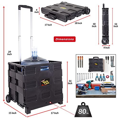 dbest Products Quik Cart Without Lid Collapsible Rolling Crate - Black - color: Black, style: Topless