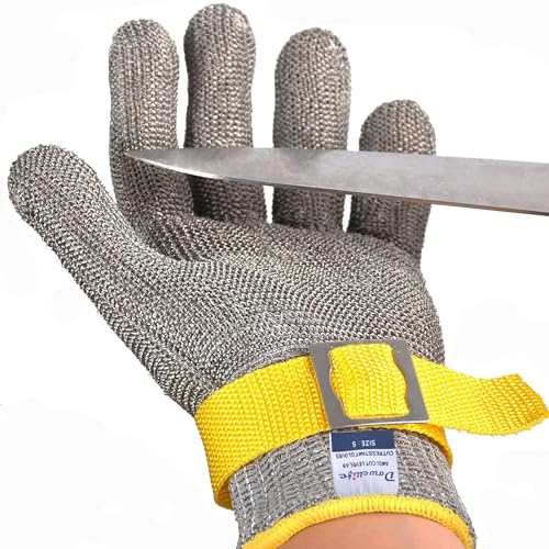 Dowellife ANSI A9 Cut Resistant Glove Food Grade, Stainless Steel Mesh Metal Knife Cutting Glove for Butcher Oyster Shucking Kitchen Mandoline Chef Slicing Fish Fillet (Small) - size: Small (Pack of 1)