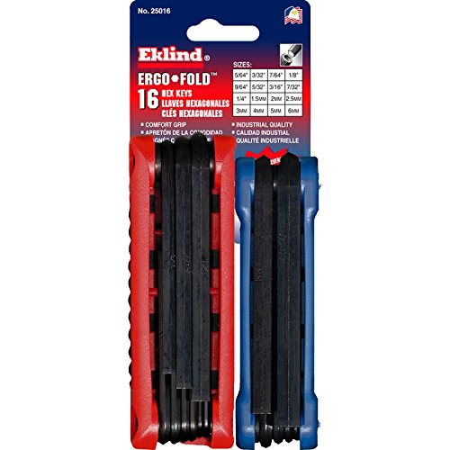 EKLIND 25016 Ergo-Fold Fold-up Hex Key allen wrench Combo- Inch / MM (2 sets 16pc)