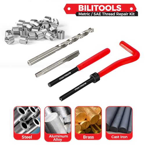 BILITOOLS M7x1.0 Helicoil Thread Repair Kit Metric, HSS Drill Heli Coil Repair Kit - size: M7 x 1.0, style: Metric