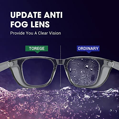 TOREGE Safety Glasses For Men,Clear Anti-Fog Anti-Blue Light Safety Goggles Scratch Resistant For Women Nurse - color: Grey