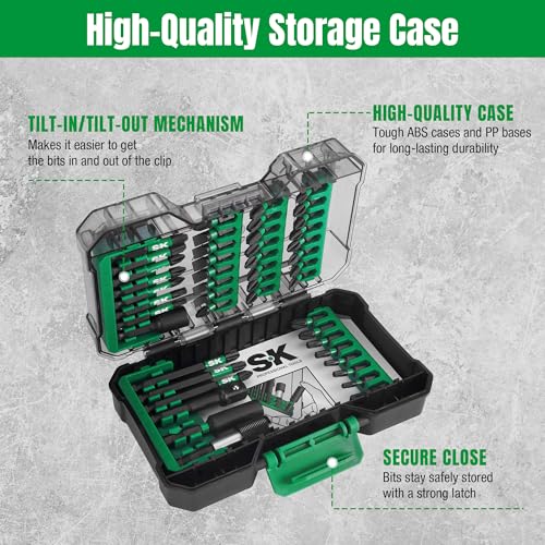 SK 46-Piece Screwdriver Bit Set, Impact Driver Bit Set, S2 Steel