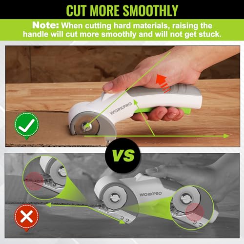 WORKPRO Cordless Electric Scissors, Rechargeable Power Rotary Cutters