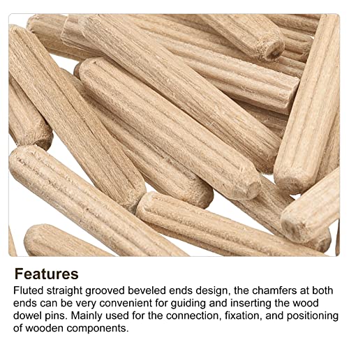 uxcell Wooden Dowel Pins 36pcs 4x25mm(5/32"x1") Fluted Beveled Ends Wood Dowel Pegs Kiln Dried Hardwood for Woodworking Furniture Shelf - size: 4x25mm