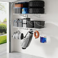 FLEXIMOUNTS 2-Pack 2x4ft Garage Shelving with Hooks, 600lbs Load, White - color: White, size: 2 pack-2x4 ft w/hooks
