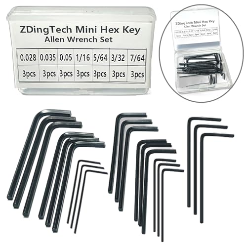 21pcs Mini Hex Key Set,Mini Hex Wrench sets Tool Kit,Imperial L Shape Micro Allen Wrench, 0.028, 0.035, 0.05, 1/16", 5/64", 3/32", 7/64", Each 3 Set. - size: Mini Hex Key Set-21 pcs for all size-Black