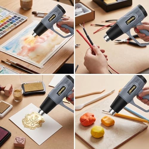 Heat Gun，572℉& 1112℉ Dual Temperature Control Heat gun', Overload Protection with 4 Nozzles for Crafting, hot air gun，Shrink Wrapping, Phone Repair, Epoxy Resin