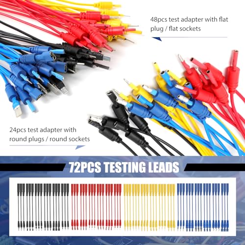 110 Pcs Automotive Circuit Test Lead Kit, Multimeter Test Leads Kit, Electrical Test Kit, Back Probe Kit Automotive, Relay Wire Connector Kit (with Black Carrying Case), Alligator Clips - color: Black