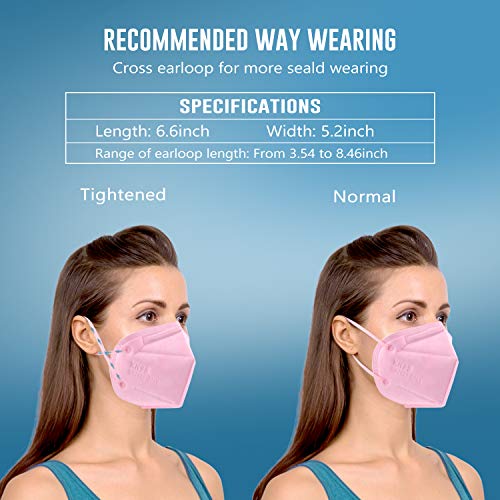 WWDOLL KN95 Face Mask 25 Pack, 5-Layers Breathable Disposable KN95 Masks - color: Pink