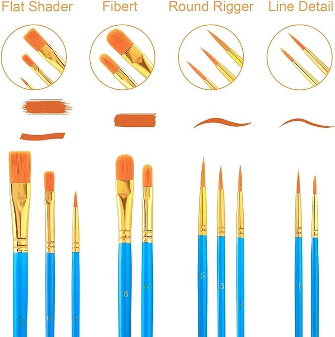 AROIC Paint Brush Palette Set, 6 Packs of 60 Brushes and 6 Tray Palettes - size: 60 Brushes 6 Palettes