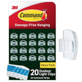 Command Outdoor Light Clips, Clear, 20 Clips, 24 Weather Resistant Strips - size: 20 Clips