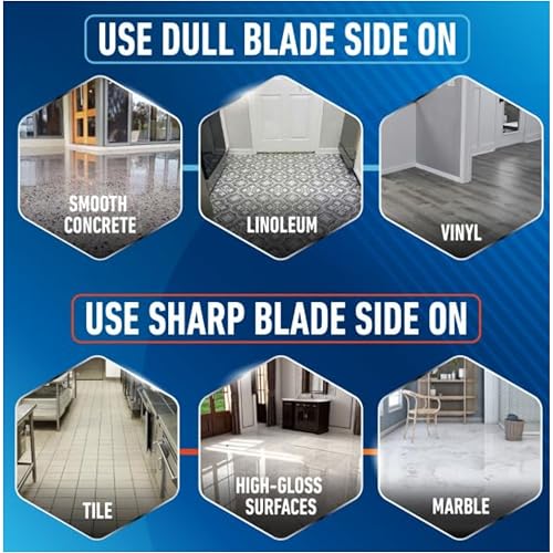 Unger 4” Professional Floor Scraper Replacement Blades, 10 Pack, Dual-Sided Adhesive Cleaning Supplies for Windows, Glass, Floors, Paint, Stickers, Gum Removal on Tile, Marble and High Gloss Surfaces - size: Replacement Blades