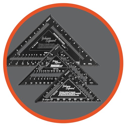 Johnson Level & Tool 1904-0700 Johnny Square Professional Easy-Read Aluminum Rafter Square, 7", Black, 1 Square - size: 7-inch, style: Standard