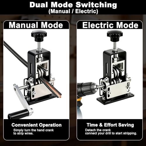 Manual Wire Stripping Machine, 0.06"-1" Wire Stripper Tool for Scrap Copper Recycling, Drill Powered & Hand Crank Dual-Drive Cable Stripper for DIY & Professional Use, Copper Wire Peeler