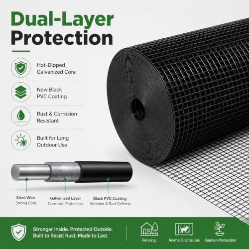 GoldPeak Black Hardware Cloth 1 inch Mesh 36'' x 100' 17-Gauge - size: 1x1 inch 36''x100'