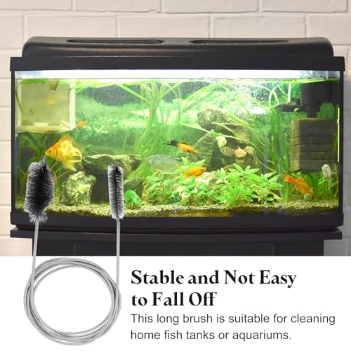 HARFINGTON 3pcs Flexible Long Drain Brush Straw Cleaner Set 78.74" Stainless Steel Double Ended Hose Brush with 8" Nylon Long Tube Pipe Cleaning for Fish Tank Sink Pipe, Black - color: Black, size: 200cm