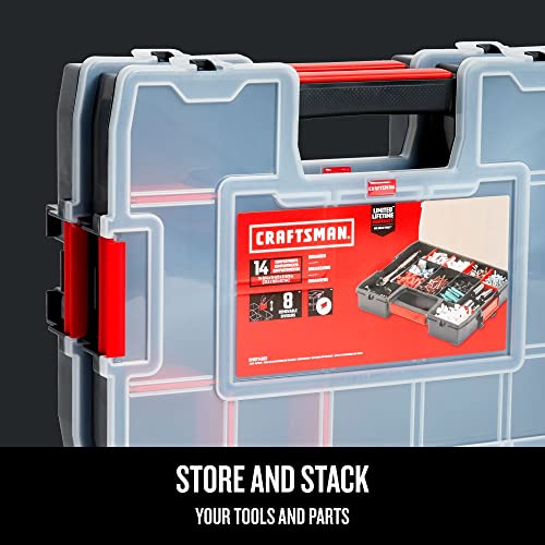 CRAFTSMAN Tool Organizer, 2-Packs with 14-Compartments, Lid Includes Secure Latch (CMST60944M) - size: 2 Pack (14.6" L x 5.2" W x 11.4" H), style: Double Pack