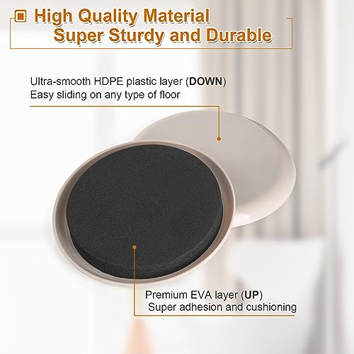 Furniture Sliders for Carpet 16 PCS - 3 1/2" - size: 3.5 inch 16 PCS