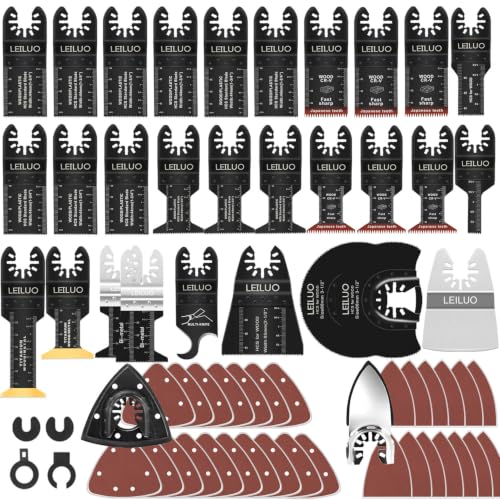 LEILUO 156Pcs Oscillating Saw Blades for Wood Metal, Multi Tool Blades