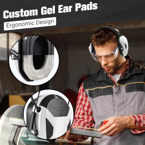 Electronic Shooting Ear Protection w/Gel Pads, 23dB NRR Active Noise Reduction & 3X Amplification Headset for Shooters - color: White