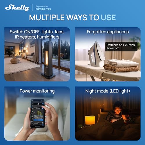 Shelly Smart Plug UL, WiFi, Bluetooth, Zigbee, Matter Outlet with Power Metering, Works with HomeKit, Google Home, Alexa, Home Assistant, Smart Socket, Easy Setup, Remote Control, Plug US Gen4 Black - color: Black