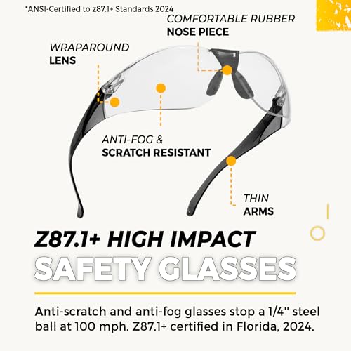 TradeSmart Shooting Ear Protection for Gun Range, NRR 28 Earmuffs & Eyewear - color: Clear Glasses - Yellow