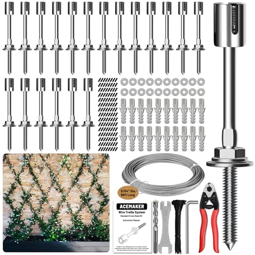 Wire Trellis Kit, 20-Set 5/64” Crosshead with Cutter & 98ft Cable - size: 20 Sets
