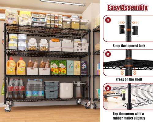 PrimeZone 55.5" Wx24 x80 Heavy Duty Metal Wire Storage Shelving with Wheels - size: 55.5"W x 24"D x 80"H
