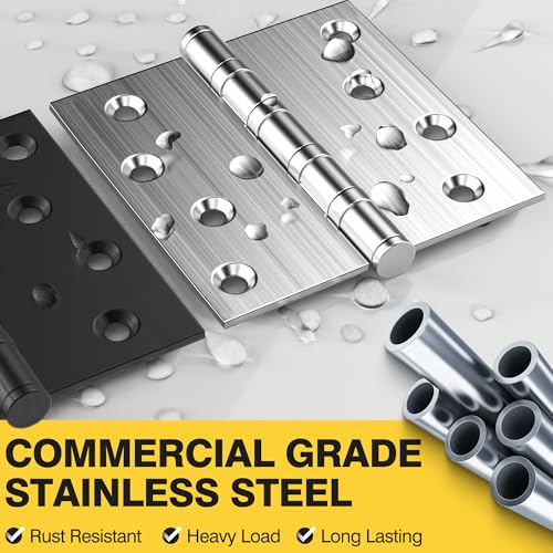 KOLET Ball Bearing Door Hinges, 4 x 4 Inches, Brushed Nickel, 3 Pack - color: Silver, size: 3 Pack