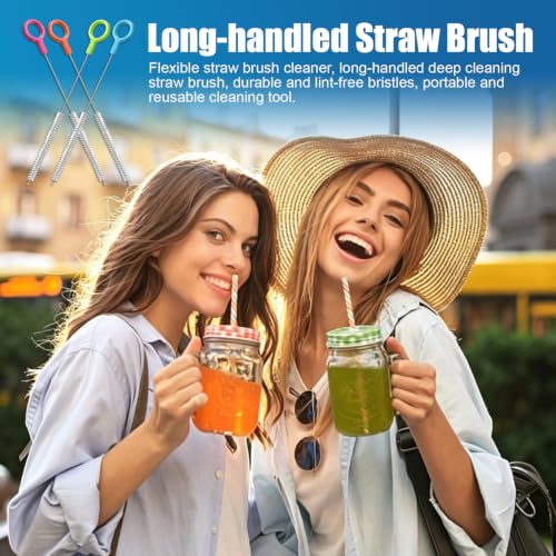 AONEZ Straw Cleaner Brush Set with Color Hanging Loop
