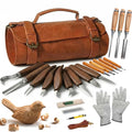 Wood Carving Kit, 25Pcs Complete Whittling Kit - 9 Walnut Handles Wood Carving Knife, 5 Detail Knifes, 3 Chisels, Professional Woodworking Tool Set for Beginners DIY Crafts & Gifts